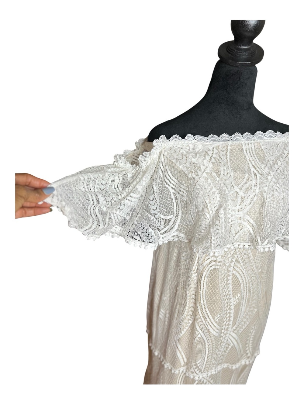 LULUS In My Life White Lace Off the Shoulder Mermaid Maxi Dress XL - Picture 6 of 15